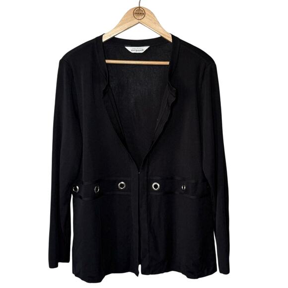 Exclusively Misook Women's Knit Cardigan Metal Grommet Detail Sweater Size Large - Picture 1 of 8